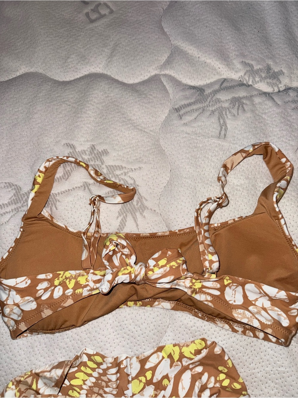 aerie Brown Swimsuit with White and Yellow Print - Picture 3 of 6
